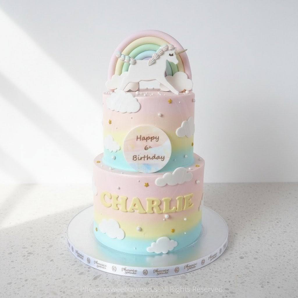 Butter Cream Cake - Cotton Unicorn Cake (2 tiers)