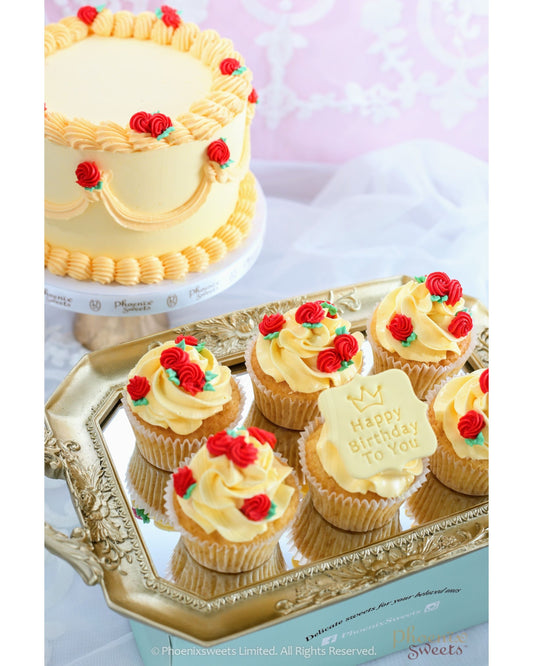 Themed Party Combo - Princess Belle Theme Cake and Cupcake Tower