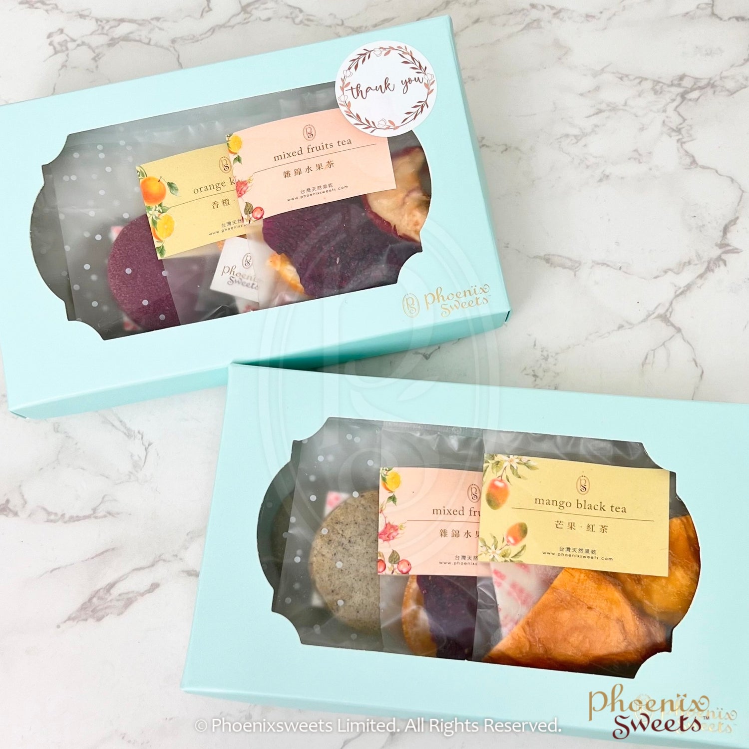 Cookie with Fruit and Floral Tea Gift Box