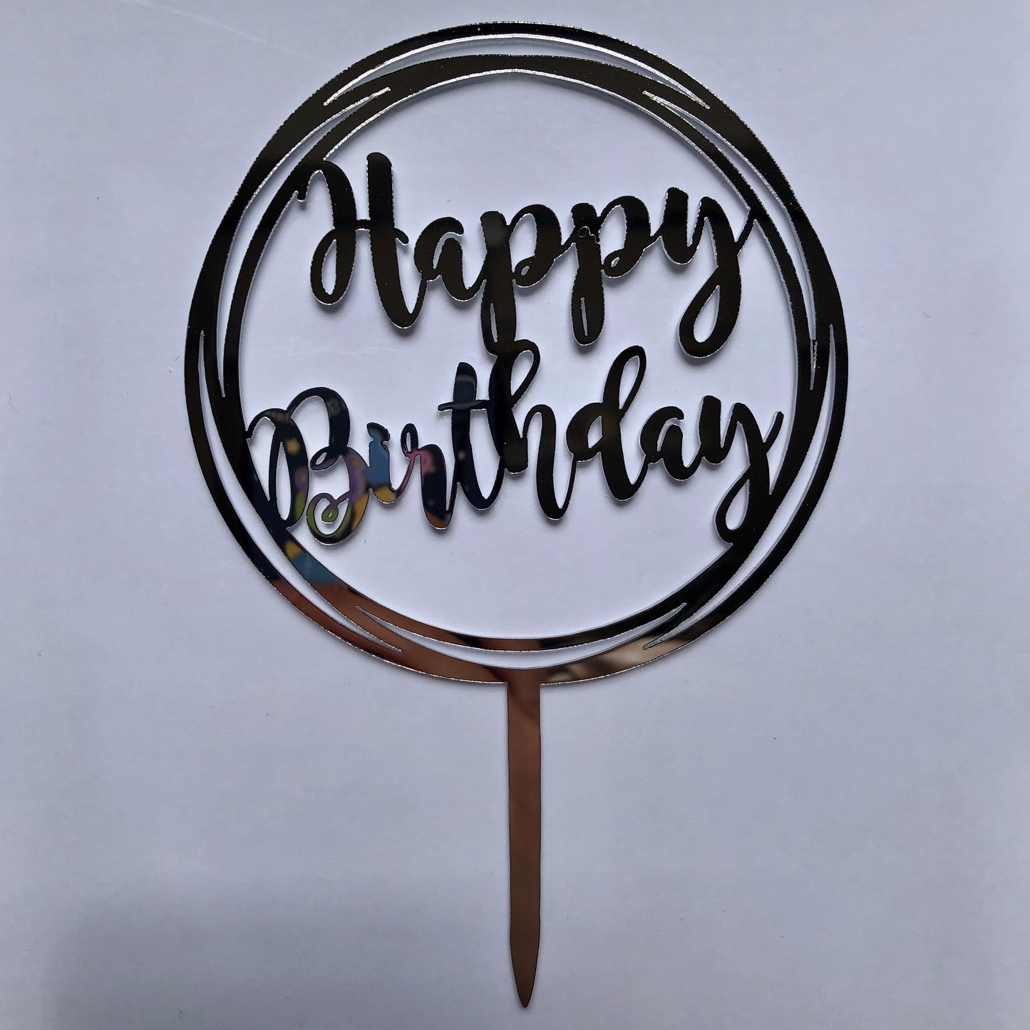 Acrylic Circle "Happy Birthday" Cake Topper