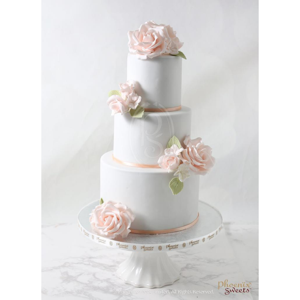 Fondant Cake - White Roses Cake